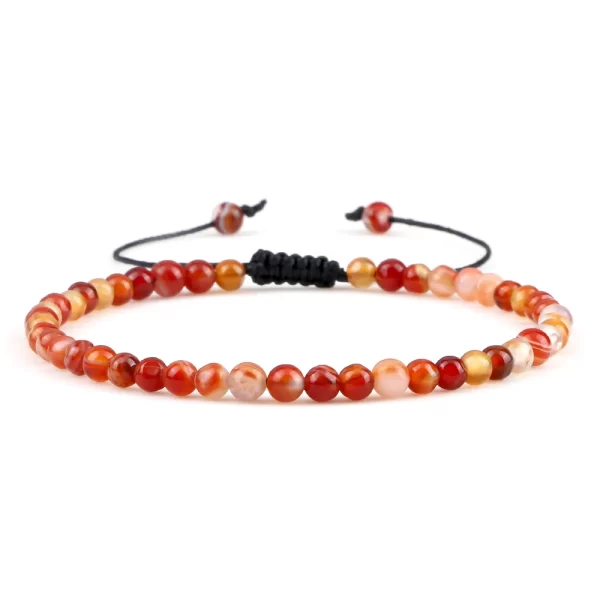 Pulseiras unissex mini pedra natural, ajustável 4mm contas de chakra pulseira mini pedra natural agats lava olho de tigre frisado. - Image 47