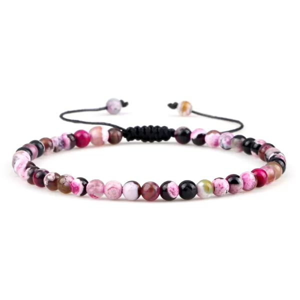 Pulseiras unissex mini pedra natural, ajustável 4mm contas de chakra pulseira mini pedra natural agats lava olho de tigre frisado. - Image 34