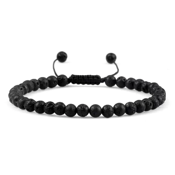 Pulseiras unissex mini pedra natural, ajustável 4mm contas de chakra pulseira mini pedra natural agats lava olho de tigre frisado. - Image 7