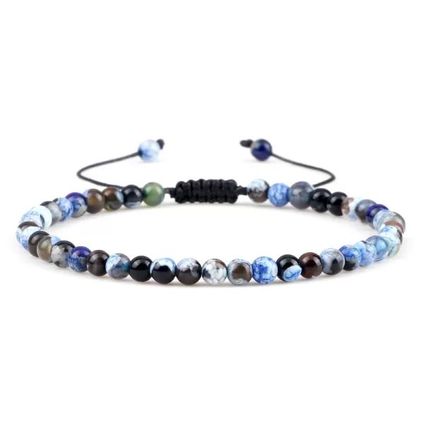 Pulseiras unissex mini pedra natural, ajustável 4mm contas de chakra pulseira mini pedra natural agats lava olho de tigre frisado. - Image 41