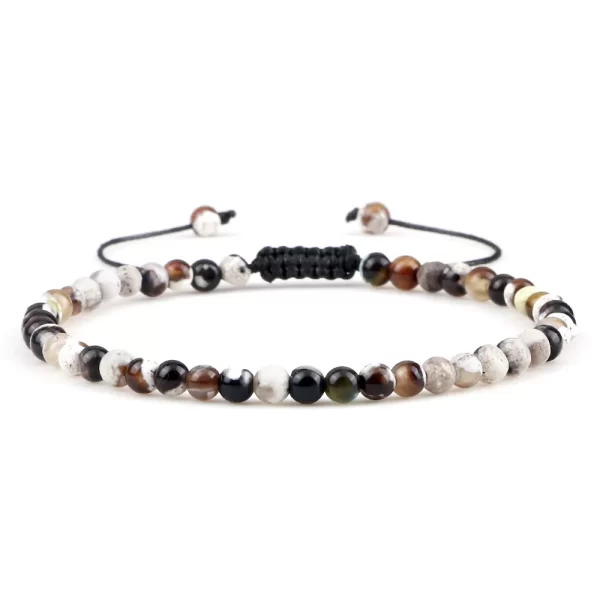 Pulseiras unissex mini pedra natural, ajustável 4mm contas de chakra pulseira mini pedra natural agats lava olho de tigre frisado. - Image 33