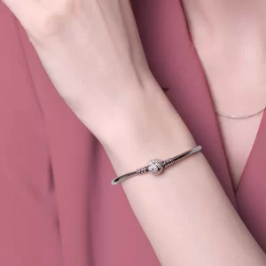 Pulseiras feminina, Athenaie 925 prata esterlina pave claro cz margaridas flor amor fecho básico encantos  jóias