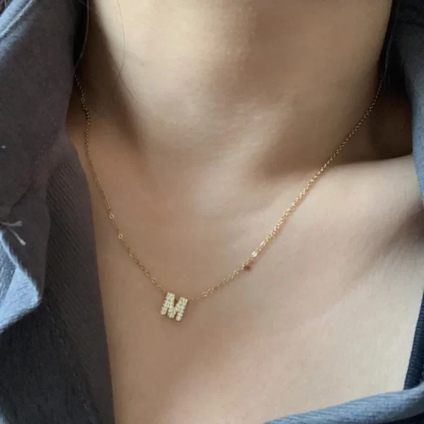 Colar letra inicial, unissex nome pequeno simples letra, na moda cor do ouro, CZ alfabeto charme, aço inoxidável corrente fina - Image 4