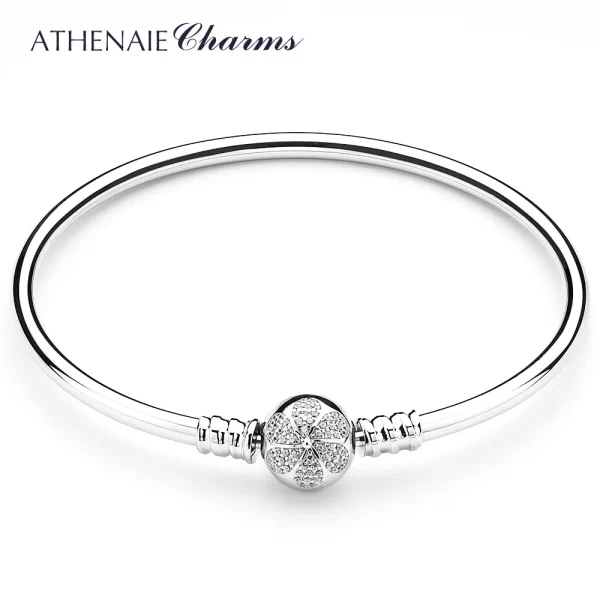 Pulseiras feminina, Athenaie 925 prata esterlina pave claro cz margaridas flor amor fecho básico encantos  jóias - Image 6