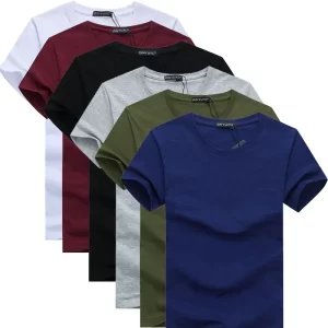 Camisetas de algodão manga curta masculina, linha de design criativo simples, estilo monocromático, plus size, nova chegada, 6 peças, 2024