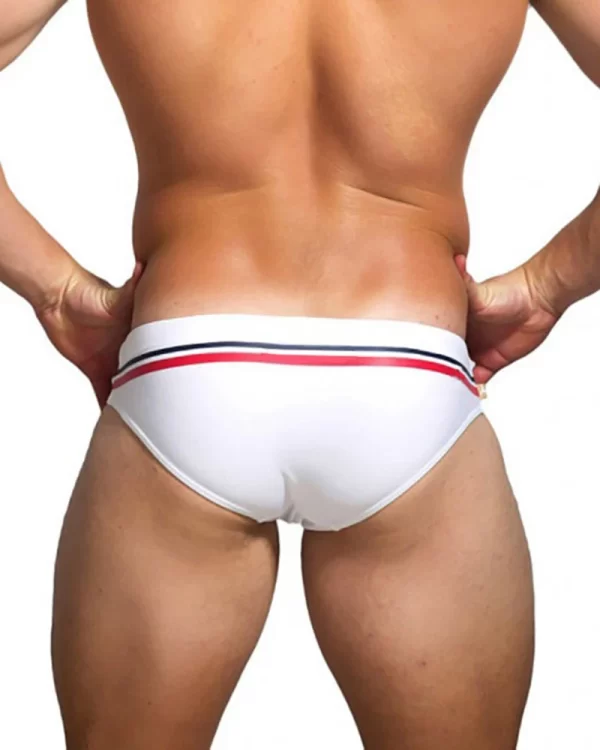 Sungas masculina, short de praia sexy, cuecas de natação para homens com cintura baixa e cor sólida, corda branca e amarela - Image 2