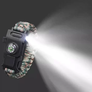 Pulseira Multi-função 4mm camping parachute cord paracord survival bracelete, pulseira de corda de emergência luzes Led