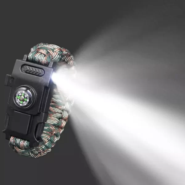 Pulseira Multi-função 4mm camping parachute cord paracord survival bracelete, pulseira de corda de emergência luzes Led