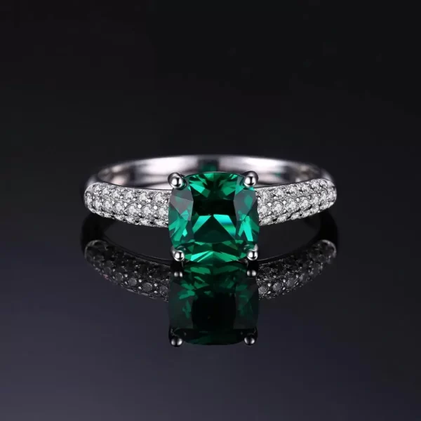 Anéis Jewelrypalace verde simulado nano esmeralda criado rubi 925 prata esterlina pedra preciosa solitaire anéis de noivado para mulher - Image 2