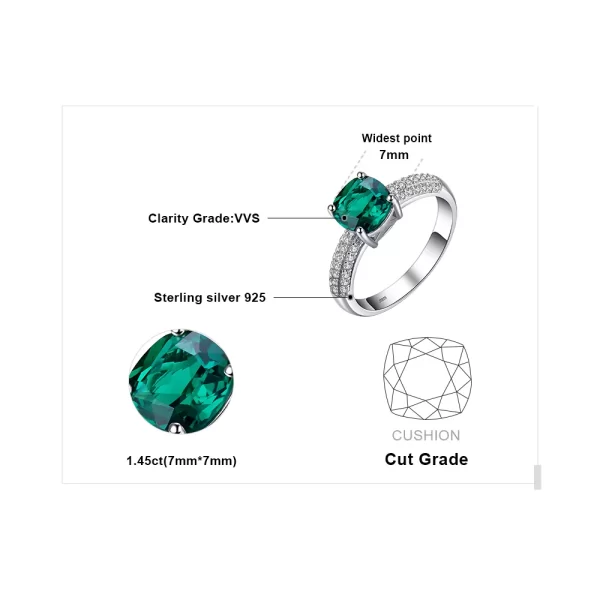 Anéis Jewelrypalace verde simulado nano esmeralda criado rubi 925 prata esterlina pedra preciosa solitaire anéis de noivado para mulher - Image 4