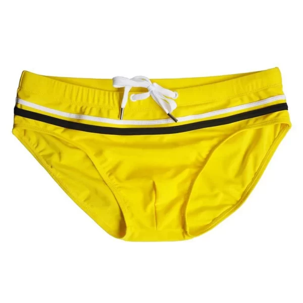Sungas masculina, short de praia sexy, cuecas de natação para homens com cintura baixa e cor sólida, corda branca e amarela - Image 4