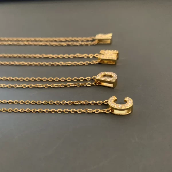 Colar letra inicial, unissex nome pequeno simples letra, na moda cor do ouro, CZ alfabeto charme, aço inoxidável corrente fina - Image 5