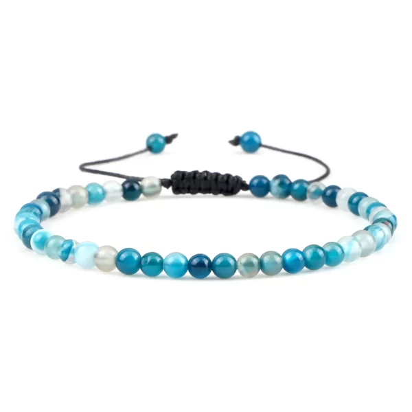 Pulseiras unissex mini pedra natural, ajustável 4mm contas de chakra pulseira mini pedra natural agats lava olho de tigre frisado. - Image 40