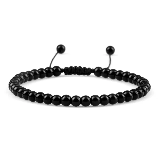 Pulseiras unissex mini pedra natural, ajustável 4mm contas de chakra pulseira mini pedra natural agats lava olho de tigre frisado. - Image 9