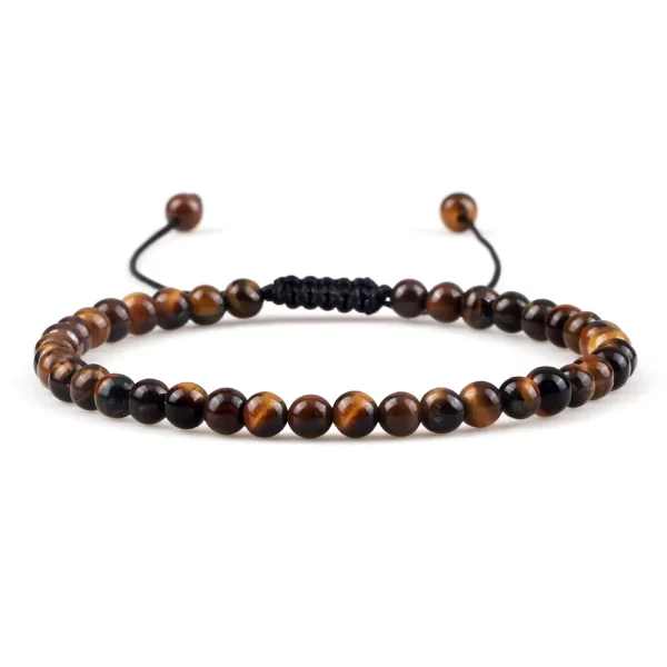 Pulseiras unissex mini pedra natural, ajustável 4mm contas de chakra pulseira mini pedra natural agats lava olho de tigre frisado. - Image 22