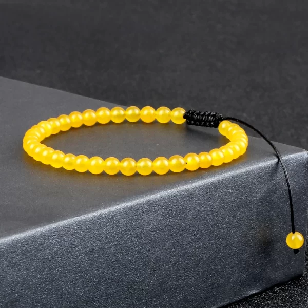 Pulseiras unissex mini pedra natural, ajustável 4mm contas de chakra pulseira mini pedra natural agats lava olho de tigre frisado. - Image 5