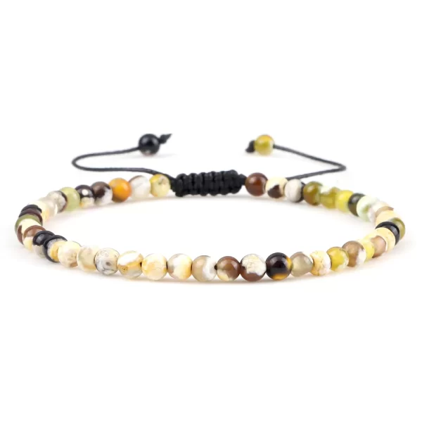 Pulseiras unissex mini pedra natural, ajustável 4mm contas de chakra pulseira mini pedra natural agats lava olho de tigre frisado. - Image 35