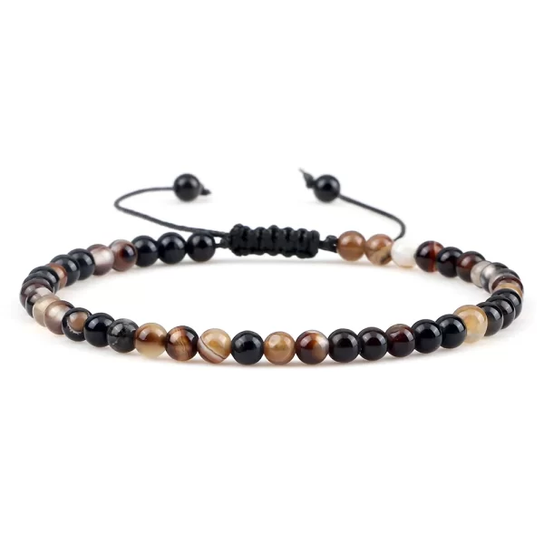 Pulseiras unissex mini pedra natural, ajustável 4mm contas de chakra pulseira mini pedra natural agats lava olho de tigre frisado. - Image 44