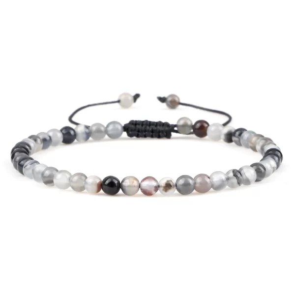 Pulseiras unissex mini pedra natural, ajustável 4mm contas de chakra pulseira mini pedra natural agats lava olho de tigre frisado. - Image 43
