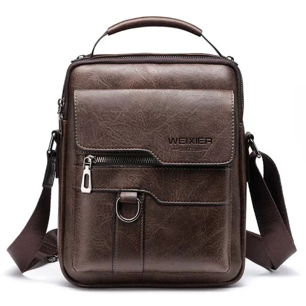 Bolsa de couro tiracolo masculina, retrô, vertical, portátil, casual, de ombro - Image 8