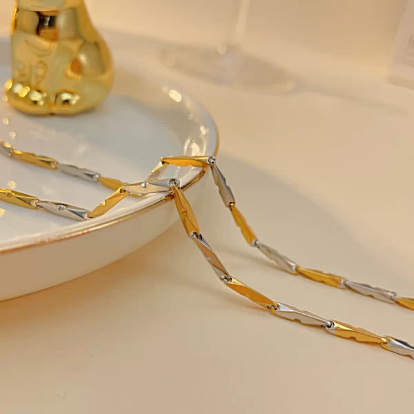 Colar coloridos de aço inoxidável feminino, JHSL, Corrente no Pescoço, Joias de Festa, Prata e Dourado. - Image 4