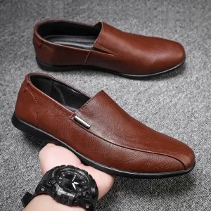 Sapatos Mocassim masculino WAERTA, de couro genuíno, sapatos casuais respiráveis, sapatos macios de conforto, designer de alta qualidade