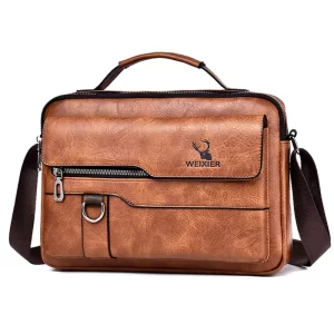 Bolsa de couro tiracolo masculina, retrô, vertical, portátil, casual, de ombro