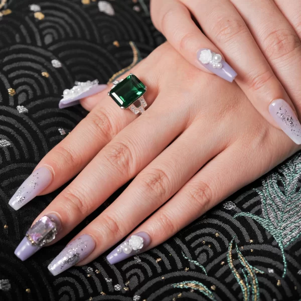 Anéis feminino de esmeralda simulado verde, prata esterlina 925, conjunto diário de jóias, presente elegante. - Image 5