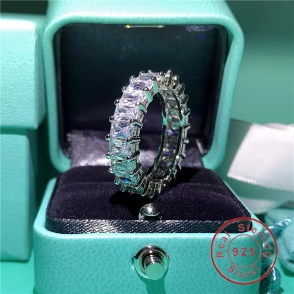 Anéis feminino de diamante feito à mão cz promessa real 925 prata esterlina noivado casamento anéis de banda gemstones festa jóias - Image 8