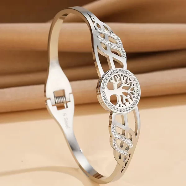Pulseiras feminina de aço inoxidável designer de luxo, bracelete com plantas, joia feminina, Árvore da Vida, Tendência - Image 20
