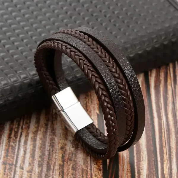 Pulseira de couro masculina clássica, tecido à mão, acessório combinado de várias camadas, joias da moda, novo estilo - Image 33