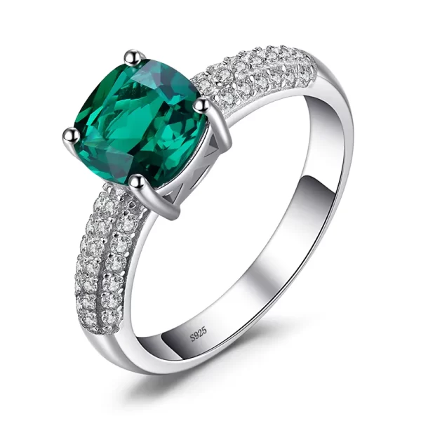 Anéis Jewelrypalace verde simulado nano esmeralda criado rubi 925 prata esterlina pedra preciosa solitaire anéis de noivado para mulher - Image 7