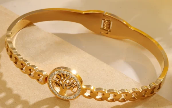 Pulseiras feminina de aço inoxidável designer de luxo, bracelete com plantas, joia feminina, Árvore da Vida, Tendência - Image 28