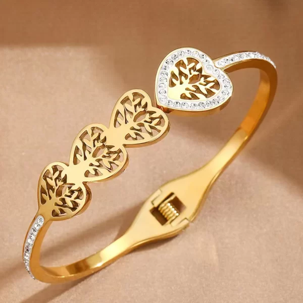 Pulseiras feminina de aço inoxidável designer de luxo, bracelete com plantas, joia feminina, Árvore da Vida, Tendência - Image 8