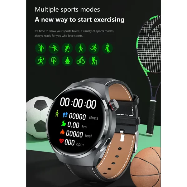 Relógios masculino, smartwatch impermeável, Huawei, Xiaomi, NFC, Amoled, 360x360 HD Screen, Açúcar no sangue, Chamada BT, 4 Pro, IP68. - Image 3