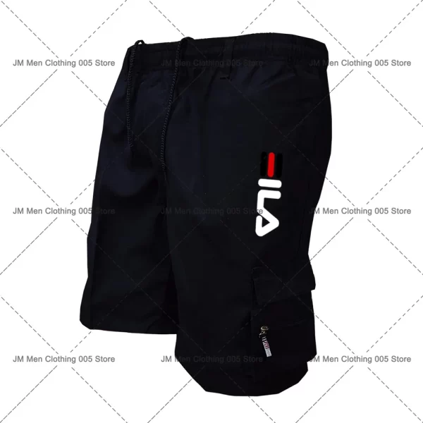 Bermuda/Calção de carga multi bolso masculino, estampa de marca, casual, esportiva, ao ar livre, calça de treino hip-hop masculina retrô, moda verão - Image 11