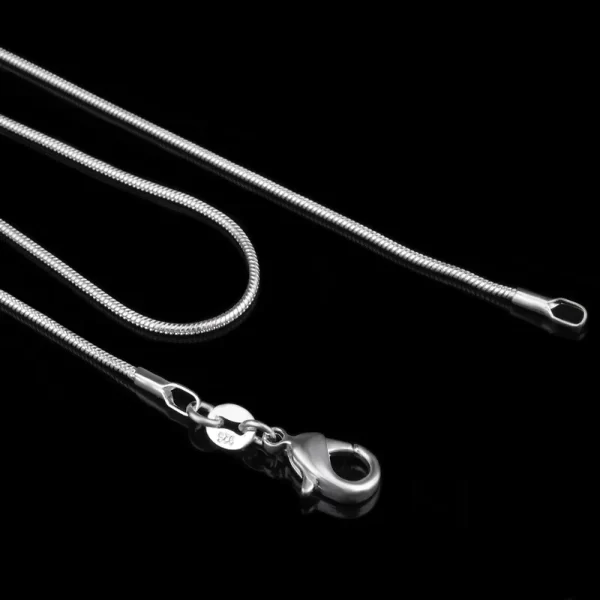 Colar feminino de prata esterlina 925, prata moda jóias Cobra Cadeia 1mm Colar 16 18 20 22 24" - Image 2