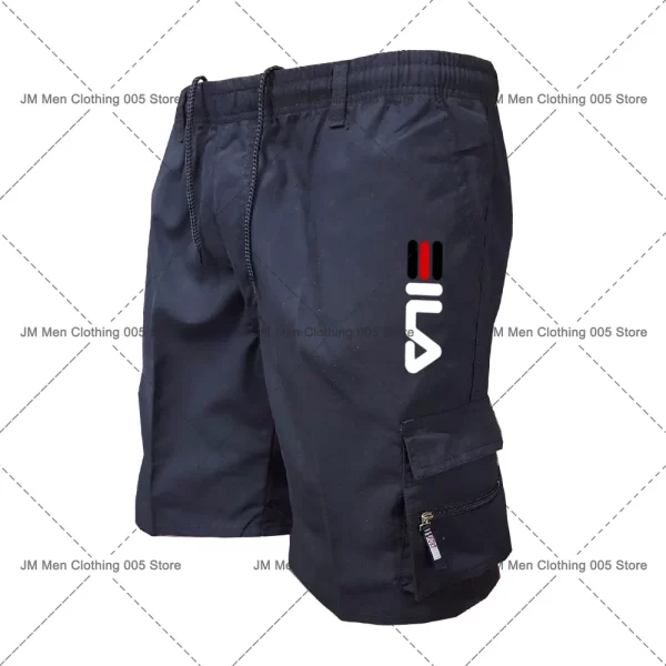 Bermuda/Calção de carga multi bolso masculino, estampa de marca, casual, esportiva, ao ar livre, calça de treino hip-hop masculina retrô, moda verão - Image 6