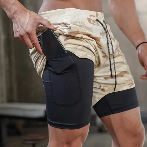 Shorts masculino,Camo, de corrida, ginásio calções desportivos 2 em 1 treino de treino rápido seco ginásio fitness jogging calças curtas de verão - Image 9