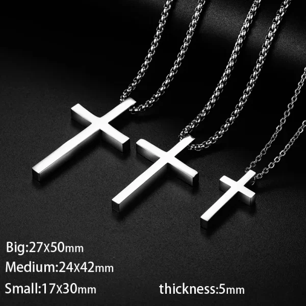 Colar de pingente cruz em aço inoxidável para homens e mulheres, joias minimalistas, gargantilhas masculinas e femininas, cor prata, novo - Image 6
