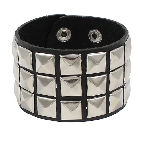 Pulseira de couro, unissex,  PU punk gótico, 3 linhas, picos cuspidais, correntes de rebite, jóias para amigos, novo. - Image 13