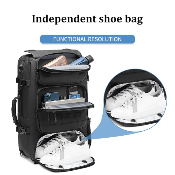 Mochila de viagem impermeável, de negócios com bolsa de sapato separada, Caminhada Trekking Laptop 17 "50L - Image 3