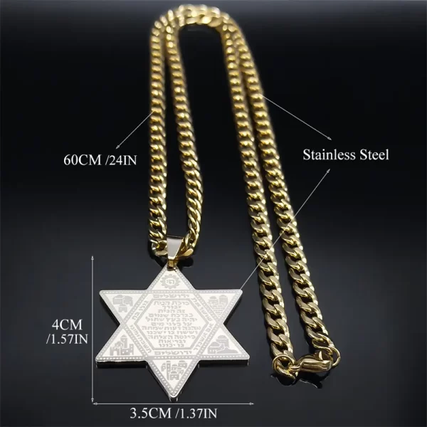 Colar Judaico de Aço Inoxidável para Homens e Mulheres, Israel Estrela de David, Magen David, Judaica, Colares de Hexagrama, Jóias Hip Hop, N540S05 - Image 6