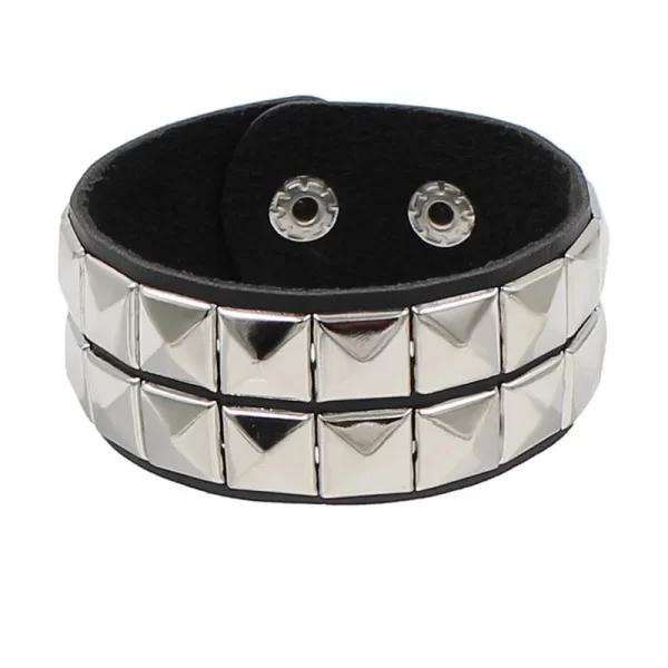 Pulseira de couro, unissex,  PU punk gótico, 3 linhas, picos cuspidais, correntes de rebite, jóias para amigos, novo. - Image 12