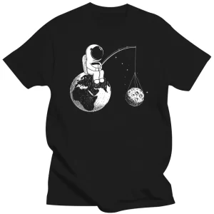 Camisetas masculina de Astronauta com impressão, 100% Algodão, Solto, Design Engraçado, Alta Qualidade, Cool Tops