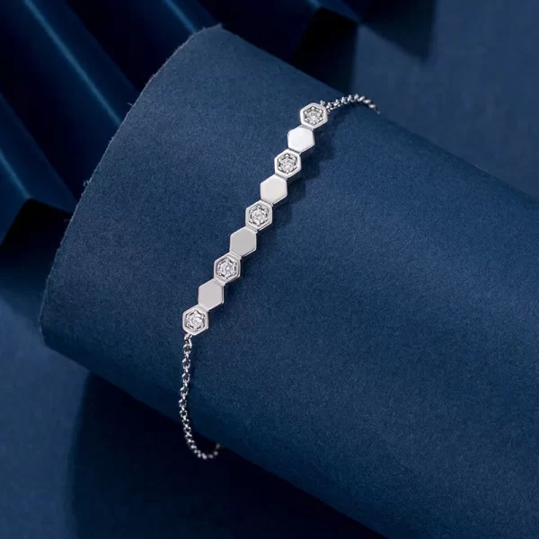 Pulseiras feminina, 925 prata esterlina favo de mel pulseira com diamantes fresco moda luz luxo premium casal estilo chaumet. - Image 2