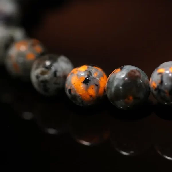 Pulseiras unissex, Yooperlite fogo pedra energia meditação fengshui  jóias jd pedra natural chama frisado - Image 4
