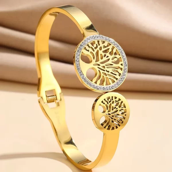 Pulseiras feminina de aço inoxidável designer de luxo, bracelete com plantas, joia feminina, Árvore da Vida, Tendência - Image 32