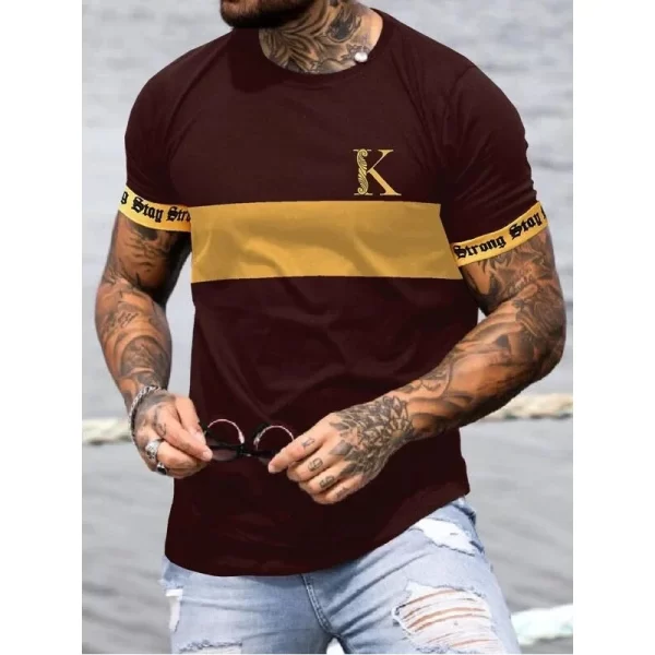 Camiseta K com impressão 3D de letras masculina, camiseta grande solta, manga curta casual diária, camiseta com design de rua, roupa simples - Image 7
