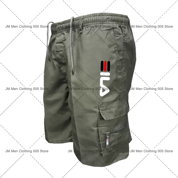 Bermuda/Calção de carga multi bolso masculino, estampa de marca, casual, esportiva, ao ar livre, calça de treino hip-hop masculina retrô, moda verão - Image 9